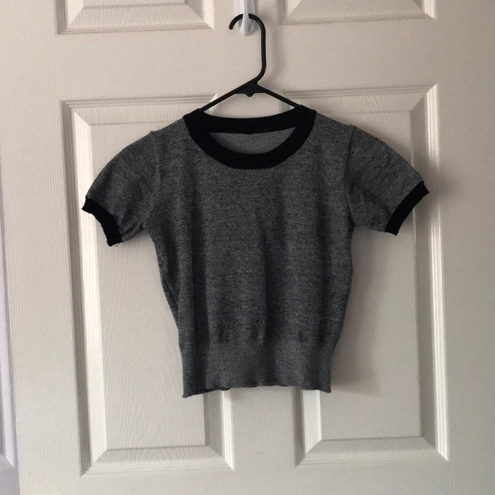 Grey & Black Crop Top